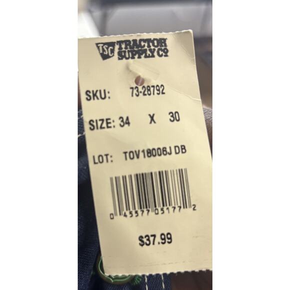 LIBERTY MEN'S SZ 34 x 30 BLUE JEAN BIB OVERALLS 100% COTTON DENIM NWT - Picture 8 of 8